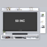 Multipurpose minimalist wall-mounted TV shelf set 24-50 in white + black TV table