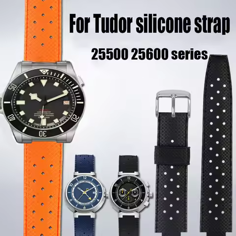 22mm 20mm Soft Silicone Watch Strap For Tudor Pelagos m25500 25600 Bracelet Waterproof Rubber Watch 
