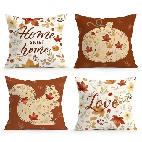 Thanksgiving Squirrels Print Cushion Cover Peach Skin Velvet Room Home Sofa Living Office Car Simpli