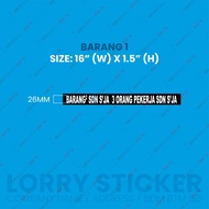 Lorry Sticker JPJ Sticker BDM BTM Barang2 Sendiri Sahaja Company Name Address Van Vehicles
