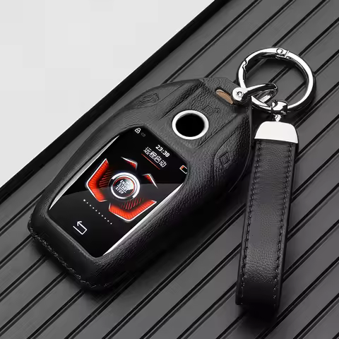 Leather Car Key Case LCD Smart Remote Cover LED Display Shell Fob For BMW G11 G12 G30 G31 G01 G02 5 
