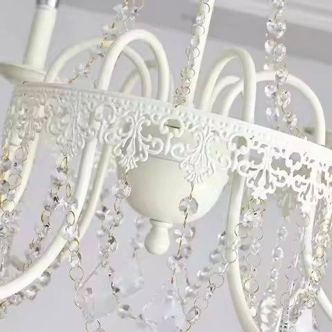 Modern 6-Light Crystal Chandelier LED Ceiling Light with E14 Bulb Base Living Room Bedroom Home Deco