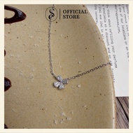 SOFF CLUB S925 silver necklace, 4-leaf clover pendant with stones