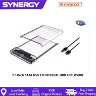 Fideco 2.5 Inch USB 3.0 Transparent Black HDD Enclosure with SATA Connector