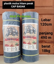 Plastik mulsa hitam perak CAP BADAK Lebar 120cm panjang 490m (18kg)