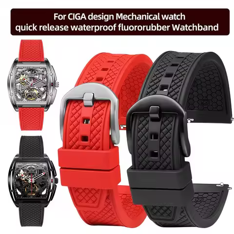Viton Watchband For CIGA design Mechanical watch barrel shaped J/MY/X series 20 22MM Quick release m