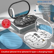 68W Fast Charging Cable 5 in 1 USB Type C Lightning iPhone 15 Micro with Mirror Organizer Box 10-in-