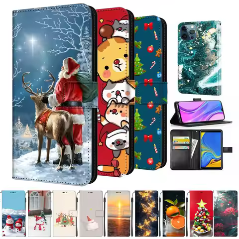 Cute Christmas Tree Gingerbread Leather Cover For Nokia G22 C31 Wallet Flip Phone Cases For Nokia G6