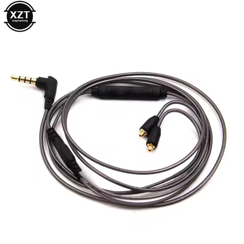 1pc For Shure SE215 SE425 SE535 SE846 UE900 Port MMCX Earphone Cable Cord with Mic for iphone for Sa