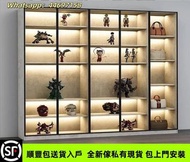 Q0202現貨 免費送貨 全新 送燈帶 輕奢手辦展示櫃模型組合櫃多功能帶玻璃玩具陳列櫃（包運送）