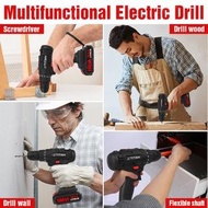 ♞,♘Cordless Drill Impact Hammer 2Speed  Electric Rechargeable 1200MAH  HandDrill Home Screwdriver T