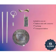 【Ready Stock】Full Set transparent balloon/ belon transparent bouquet birthday/ led balloon with stic