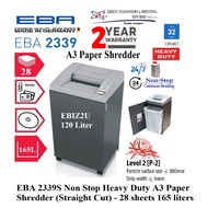 EBA 2339 S Non Stop Heavy Duty A3 Paper Shredder (Straight Cut) 4mm - 28 sheets (165 liters) 2339S