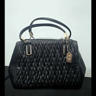 Coach Madison 黑色抓皺皮革手提/肩背兩用包