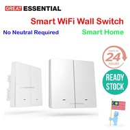 Smart WiFi wall switch (No need Neutral) 2/3 gang wall switch support eWelink