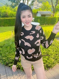 🌸cha-nee shop🌸 🐆เสื้อไหมแขนยาวพรมทอลายเสือ
