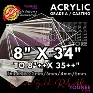 8 x 34 inches to 35++ inches acrylic sheet with 2mm, 3mm 4mm and 5mm / transparent akrilik