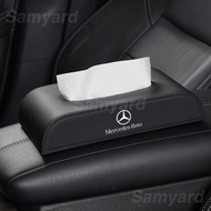 Leather Car Tissue Box Storage For Mercedes Benz A B R G GLK Class GLA W124 W202 W210 W140 W204 W212 W211 Preve Accessories