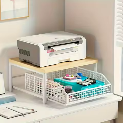 Space-Saving Kitchen Countertop Organizer with Drawer & Wire Basket - for Coffee Maker, Utensils, Sp