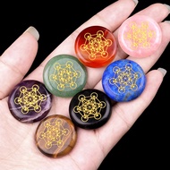 KS-2023-25mm Disc Crystal Agate Stone Multivitamin Metatron Cube Crystal European American Flower of