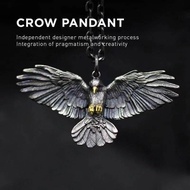 Raven Necklace Unique Retro Silver Raven Pendant Necklace Women Trendy Men Punk Hip-Hop Sweater Chai