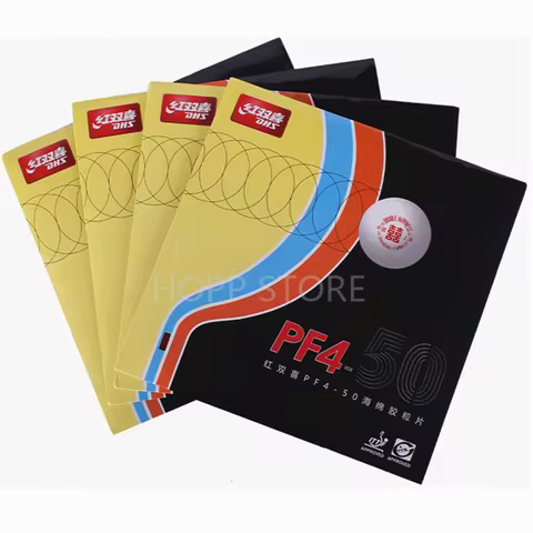 New DHS PF4-50 Table Tennis Rubber (Hurricane 3-50 No.50 High Elastic Red Sponge) Original DHS PF4 -