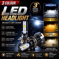 KOREA 3 COLOUR Car LED Headlight H1 H3 H4 H7 H8 H11 9005/HB-3 9006/HB-4 D2S