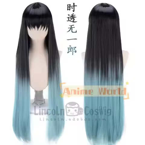Anime Muichiro Tokito Cosplay Wig Halloween Carnival Party Props Synthetic Hair Heat Resistant Fiber