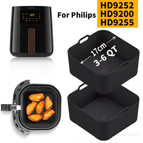Square Silicone Air Fryer Mould for Philips HD9252 HD9255 HD9200 Air Fryer Accessories Reusable Inst