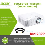 Acer S1386WH DLP Projector (XGA) 3600 ANSI LM - SHORT THROW