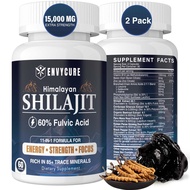 2 Pack Shilajit Supplement 15,000MG with 60% Fulvic Acid for Men, Pure Himalayan Organic Shilajit Ca