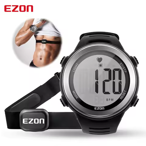 EZON T007 Heart Rate Monitor and Chest Strap, Exercise Heart Rate Monitor, Sports Watch with HRM, Wa