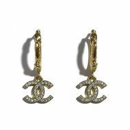 CHANEL 香奈兒 星星雙魚耳環 耳針式 合金 鋯石 金色