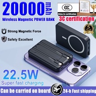 Lucky 【spot goods】Magnetic 3C Certified Power Bank 20000mAh 5-in-1 Wireless Charging Bank Fast Charg