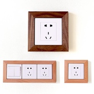 Solid Wood Switch Sticker Decorative Wall Socket Sticker Panel Power Strip Protective Cover Creative Simple Nordic Decoration/Solid Wood Wall Decoration Socket Panel Switch Hidden