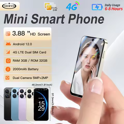 SERVO Mini Smartphone 3GB+32GB 3.88-inch High-Definition Screen Android 12.0 Dual SIM 4G Facial Reco