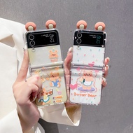 Cute Simple Casing for Samsung Galaxy Z Flip 4 Z Flip 3 Durable Bear Z Flip4 Z Flip5 Back Phone Case