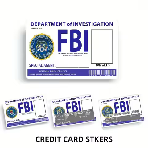 FBI Bureau of Investigation Medal Logo Anmie PVC Sticker Film Skin Cover for Credit Card Debit Bank 