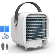 YUTGMasst Portable Air Conditioner Fan, Mini Evaporative Personal Air Cooler with Blue Atmosphere Lamp, Stepless Speed R
