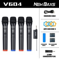 NewBaxs V604 Wireless ไมโครโฟน 2 ไมโครโฟนแบบใช้มือถือ UHF FM Plug and Play 50M ระยะทางรับ KTV Bar Pa