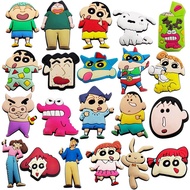 Crayon Shin-chan Shoe Flower Anime Shinnosuke Miya Hiroshi Little White Jibbitz Shoe CharmsPVC Soft 