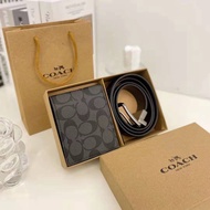 120cm COACH Belt + Wallet Set with Box Men Belts Leather Luxury Strap Male Purse Belt for Man Gift Box