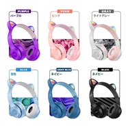 Headphone Earphone Headset Bluetooth Bando Anak Laki-laki dan Perempuan - Headphone Gaming Nirkabel Telinga Kucing dengan LED