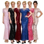 Retro 920s Sequin Skirt Ball Dinner Long Evening Gown Women's Sle iny Sequin Evening Dr Polyester Ma