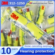 3M | 10 Pairs】Genuine 3M 312-1250 Sponge Soft Cord Earplugs Noise Canceling Norope Earplugs Noise Pr