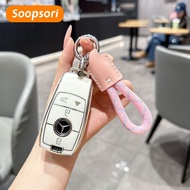Soopsori 4 Buttons Tpu Car Key Case Cover for Mercedes Benz CLA 250 CLS 53 450 600 580 C-Class Sedan