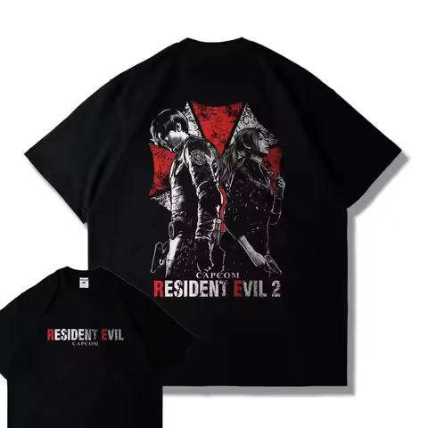 CAPCOM Game PS5 Resident Evil 4 Remastered Short Sleeve T-shirt Men's and Women's Loose Clothes Leon
