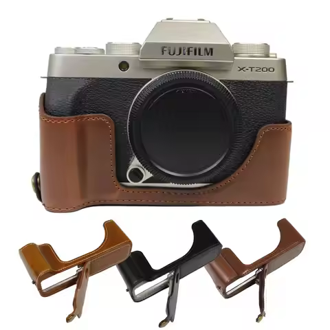 Protective PU Leather Half Set Bottom Case For Fujifilm X-T200 X-T100 Fuji XT200 XT100 Camera Base S