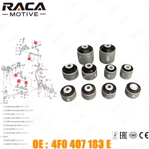 Front Axle Control Arm/Trail Arm Bushing Set Suitable for Audi A4 B6 B7 (8E5/8H7/8Ec/8Ed/8He) A6 C6 