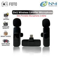 Foto 2in1 Wireless Microphone Recording Mircophone Smart Noise Cancelling Mini Portable Mic on Live 